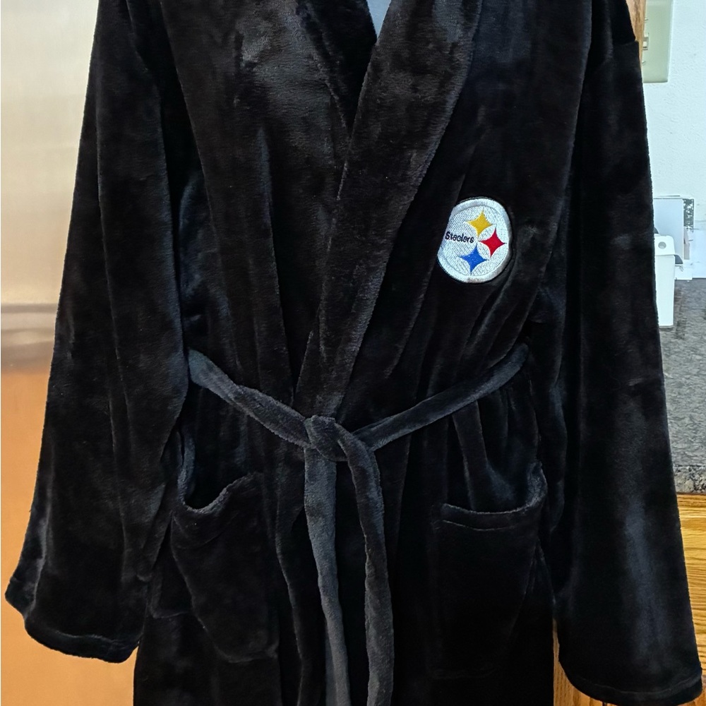 NFL Black Plush Robe with Team Logo